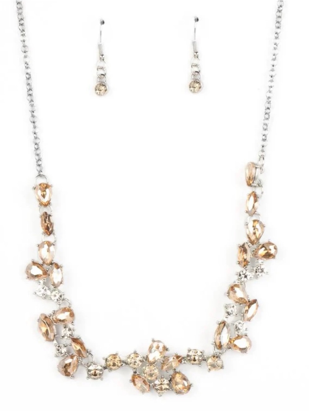 Women’s Crystal Statement Necklace and Earring Set - Brown